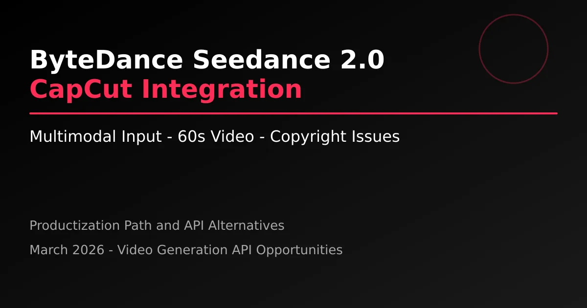 ByteDance Dreamina Seedance 2.0 CapCut Video Generation API Cover