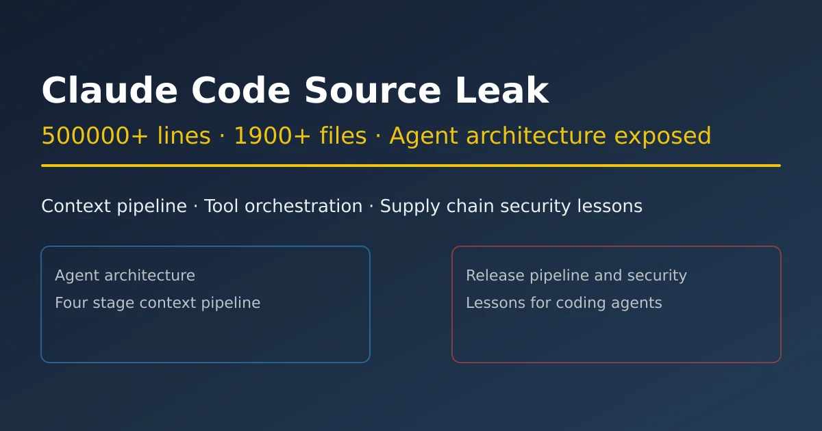 Claude Code source leak and next-gen AI coding agent architecture illustration