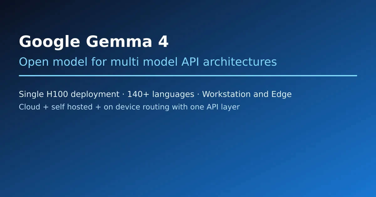 Google Gemma 4 open model and multi-model API architecture illustration
